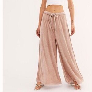 Intimately Free People Make It Maxi Wide Leg Pull On Pant Pockets Pink Clay XS